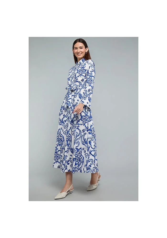 أر أند بي Patterned Shirt Dress with Long Sleeves