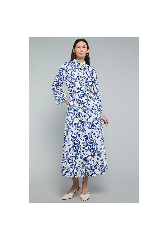 أر أند بي Patterned Shirt Dress with Long Sleeves