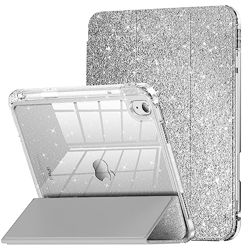 INFILAND Compatible with iPad A16 11th Generation 11 Inch 2025 Case, iPad Case 10th Generation 10.9 Inch, Glitter Cover with Sparkly Clear Back, Pencil Holder, for Kids Girls, Silver - Image 1