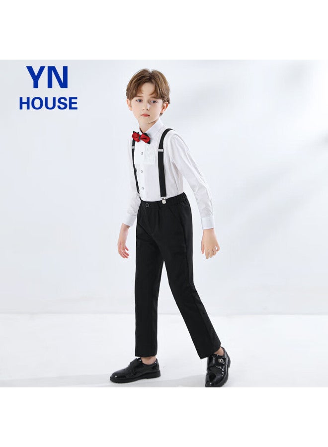 Yinuofang Children's Suspender Pants Set, Formal Wear, Performance Costume, Boys And Girls, Children's Day Host, Suit, Flower Girl Suit, Shirt Set - Image 2