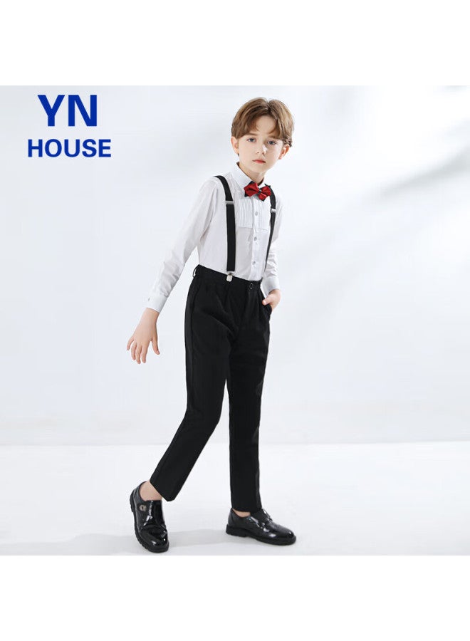 Yinuofang Children's Suspender Pants Set, Formal Wear, Performance Costume, Boys And Girls, Children's Day Host, Suit, Flower Girl Suit, Shirt Set - Image 1