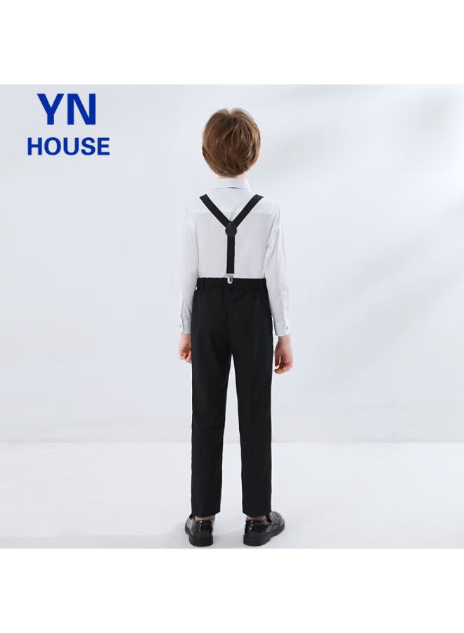 Yinuofang Children's Suspender Pants Set, Formal Wear, Performance Costume, Boys And Girls, Children's Day Host, Suit, Flower Girl Suit, Shirt Set - Image 4