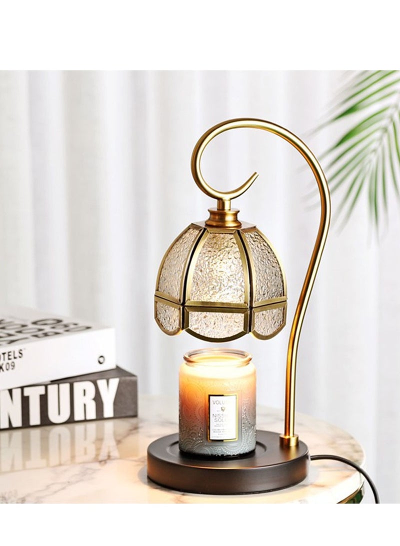 Arabest مصباح تدفئة الشموع العطرية مع 2 لمبة، سخان شموع كهربائي مع مؤقت ومخفت للديكور المنزلي، شمع مذاب للشموع الصغيرة الكبيرة الحجم، قاعدة خشبية ريترو - Image 3