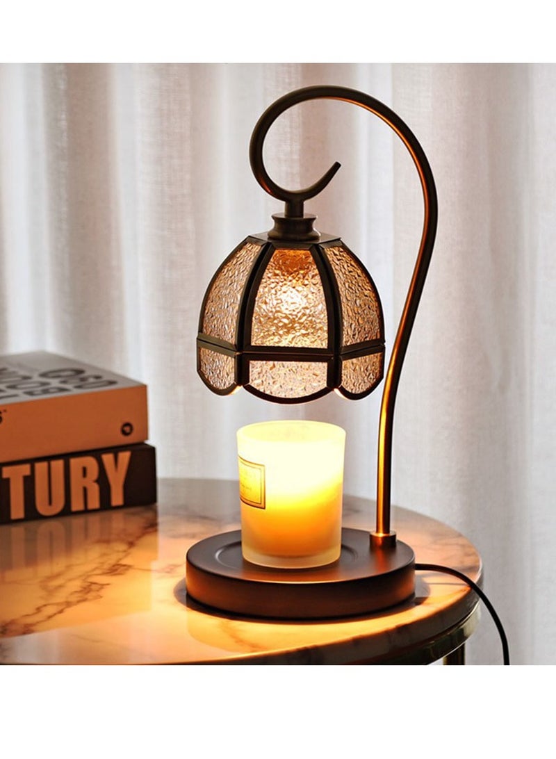 Arabest مصباح تدفئة الشموع العطرية مع 2 لمبة، سخان شموع كهربائي مع مؤقت ومخفت للديكور المنزلي، شمع مذاب للشموع الصغيرة الكبيرة الحجم، قاعدة خشبية ريترو - Image 1