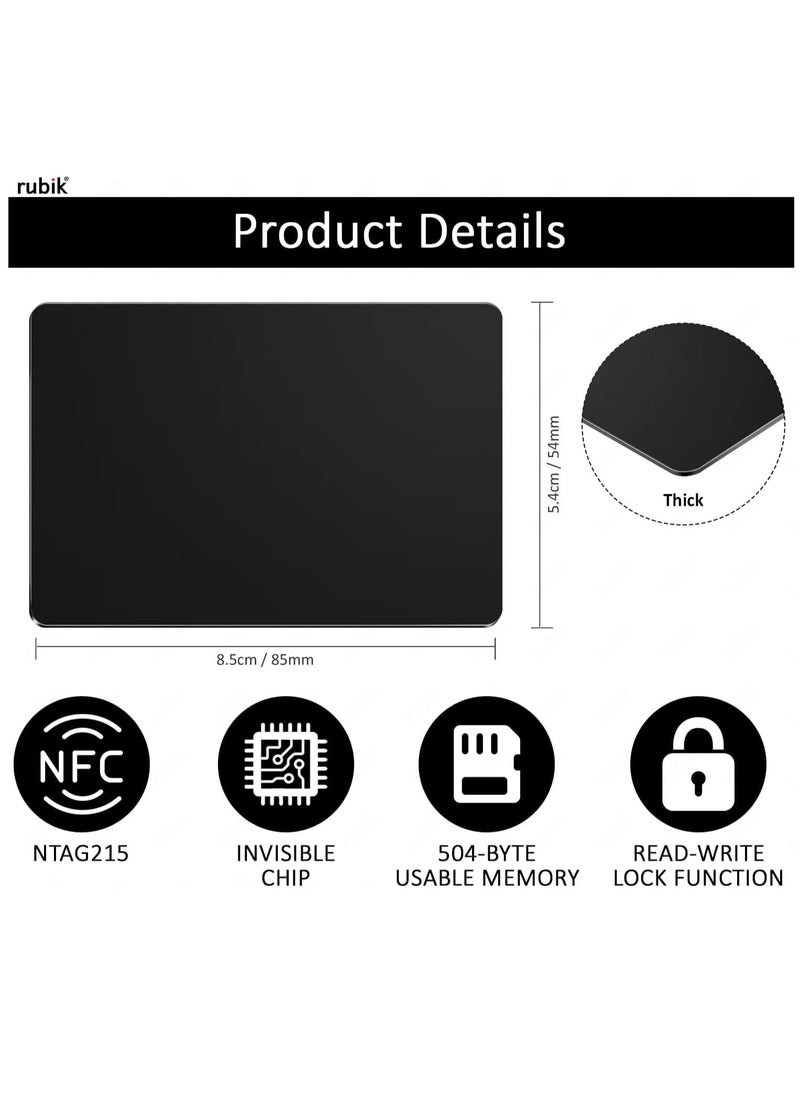 Rubik NFC 215 Metal Cards Black, Invisible Chip, NTAG215 High-end Preistige Business Card, 304 Stainless Steel Matt Finish (Black, 2 Cards)  - Image 2