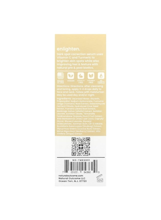 natural outcome Natural Outcome, Turmeric, Enlighten Serum, Fragrance Free, 1 oz (30 ml) - Image 3