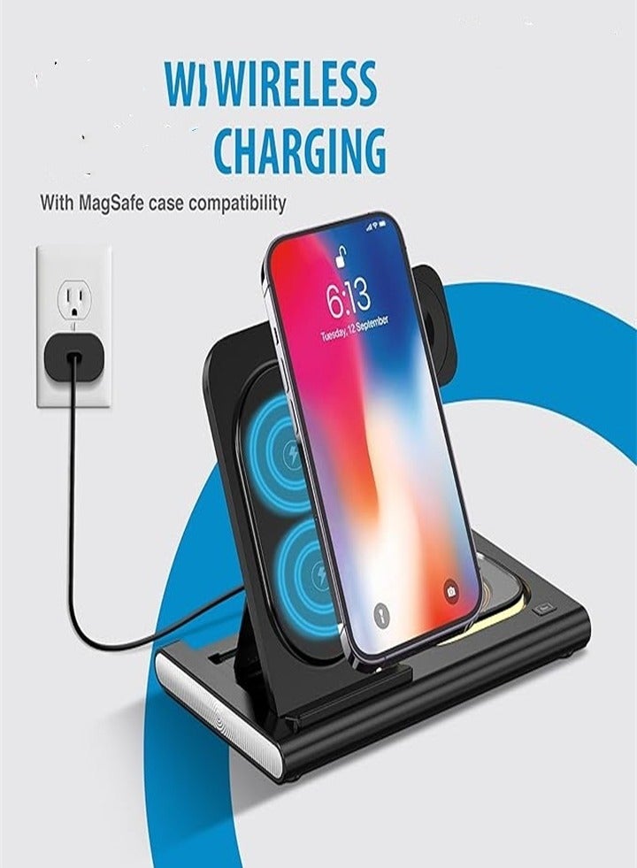 محطة شحن مطورة 3 في 1، شاحن قابل للطي، مناسب للهواتف المحمولة من Apple والساعات وسماعات الرأس، شحن ثلاثة في واحد، سهل الحمل، مناسب للسفر والفنادق التجارية - Image 2