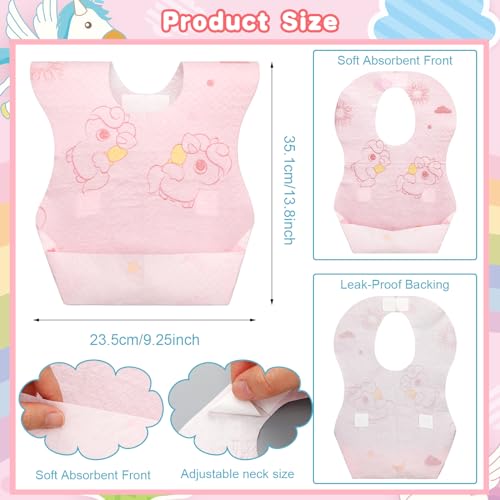 Shinymoon 100 Pcs Disposable Baby Bibs Individual Wrapped Travel Bibs Waterproof Food Catcher for Toddlers Girls Boys Feeding(Cute Style) - Image 4