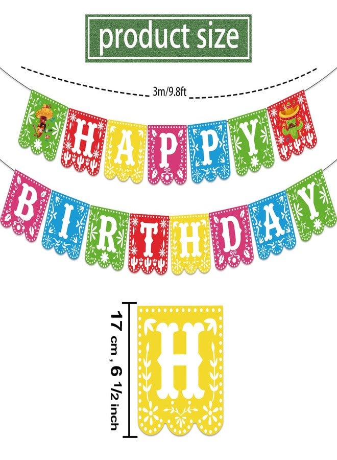 Biswiter Fiesta Happy Birthday Banner & 8pcs Mexican Taco Party Decorations, Cinco De Mayo, Colorful Cartoon Occasion Theme, 5x6 Inches, 1 Set - Image 4