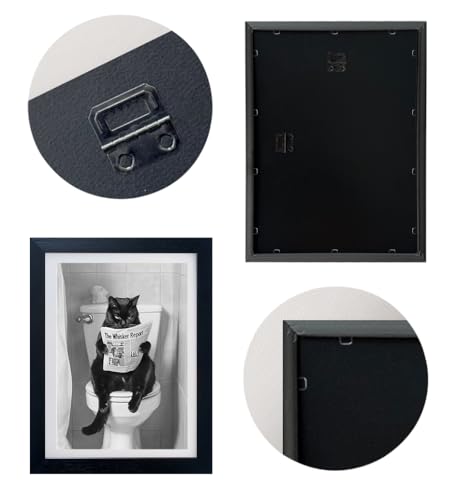 AIANHUA Black Cat Bathroom Wall Art Black and White Cat on Toilet Picture Wall Decor Funny Pop Art Gift Canvas Print Poster - Image 4