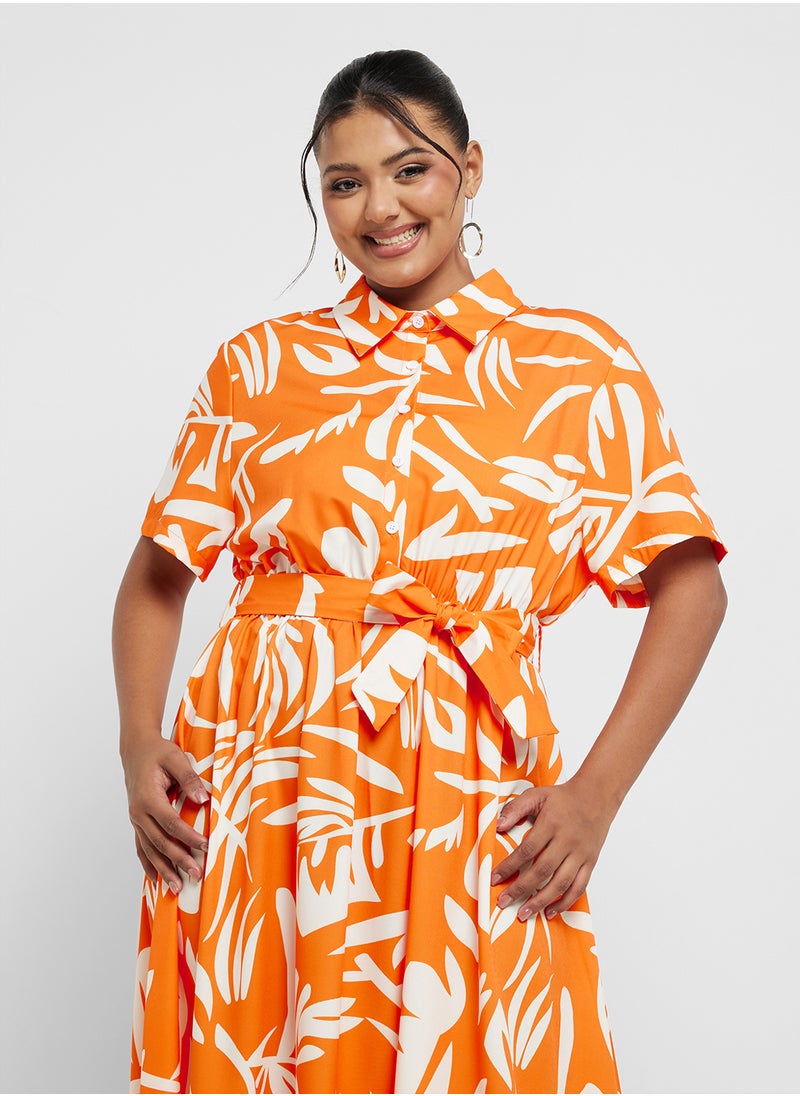 Botanical Print Midi Dress