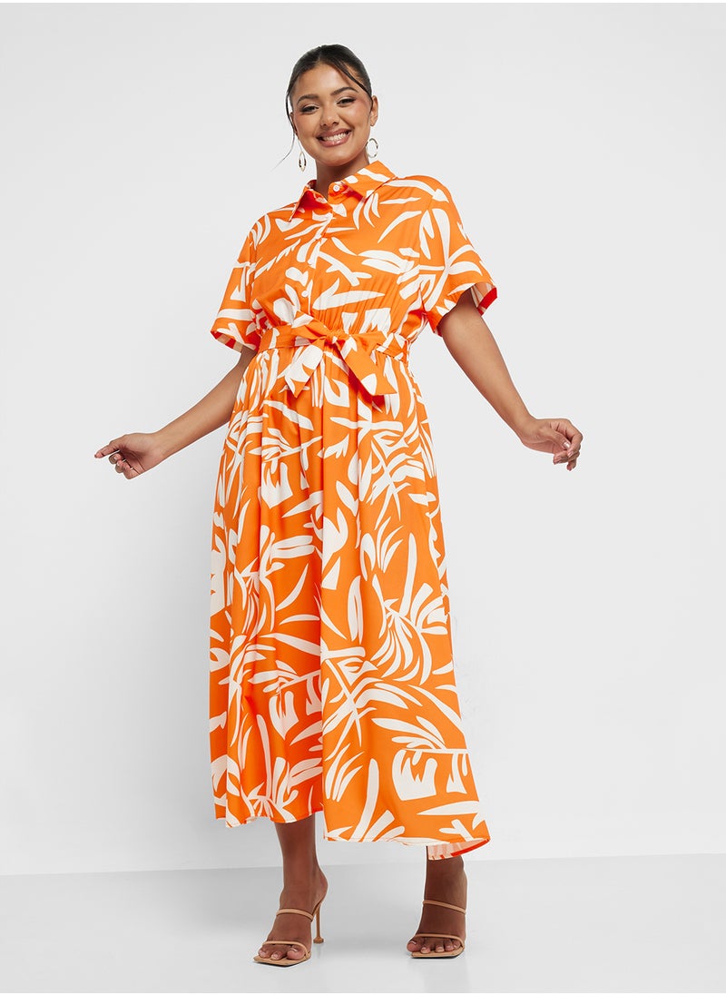Botanical Print Midi Dress