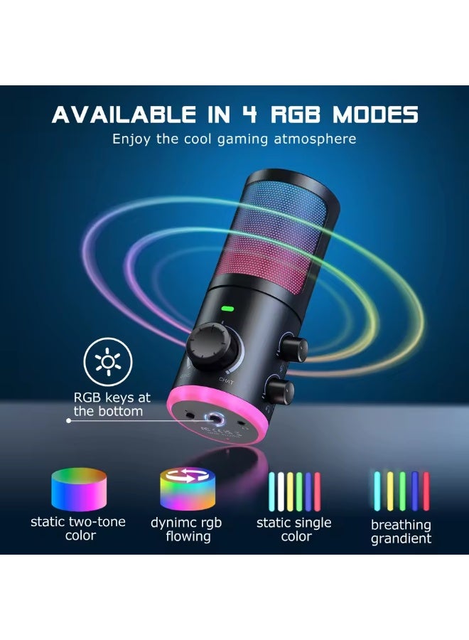 فيفين ميكروفون ألعاب USB من FIFINE مزود بخاصية إلغاء الضوضاء/إضاءة RGB/مقبض للتحكم في مستوى الصوت والتوازن، ميكروفون مكثف للبث المباشر والبودكاست - Ampligame AM6 - Image 4