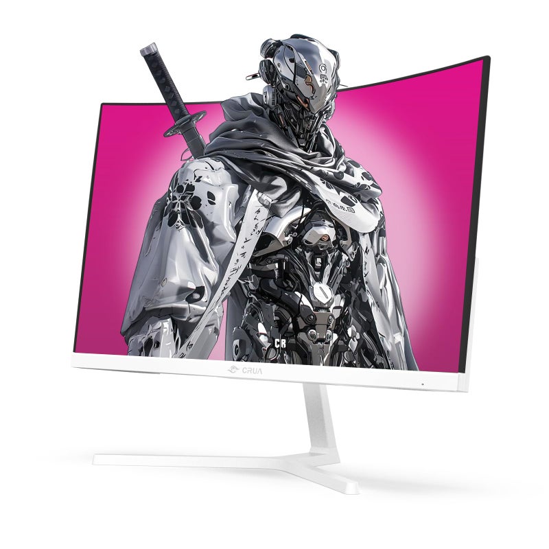CRUA 24" Curved Gaming Monitor, 165Hz/200Hz Computer Monitor, FHD 1920x1080, 120% sRGB, AMD FreeSync, Blue Light Filter, for Gaming & Office, Wall Mountable- White - Image 2