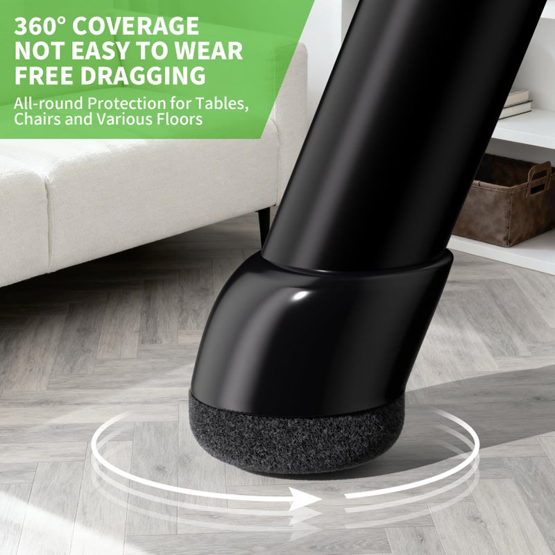 GAGUIUP 24 PCS Small Chair Leg Floor Protectors for Hardwood Floors, Round Silicone Caps with Felt Pads for 15-25Â° Slanted Legs, Chair Leg Covers to Protect Floors, Anti-Scratch&Noise(Black, Fit 0.55"-0.75") - Image 5