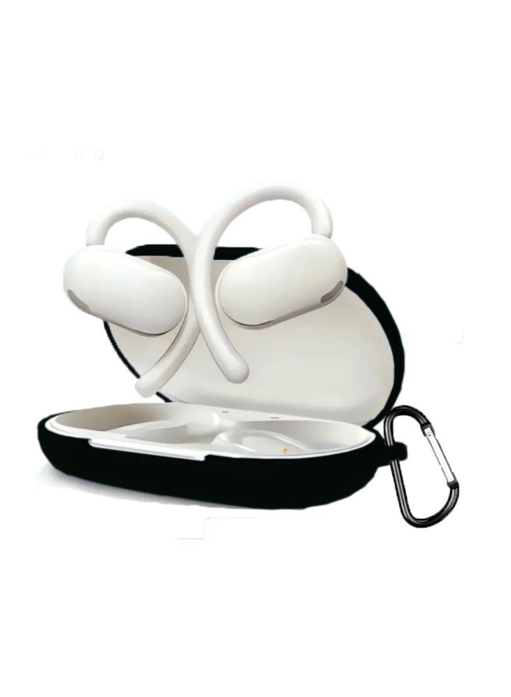 Silicone Case Compatible with Soundcore V20i With Hook Soft Protective Shockproof Cover for Anker Soundcore V20i Open-Ear Headphones-Black - Image 1