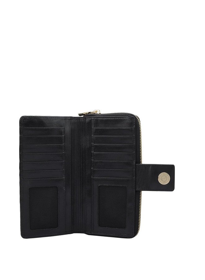 Da Milano Flap Leather Wallet for Women - Black - Image 4