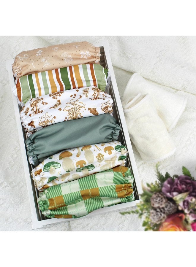 ماما كوالا حفاضات ماما كوالا 3.0 القماشية للجيب للأطفال مع بطانة AWJ، عبوة من 6 قطع مع 6 حشوات حفاضات من القماش الطبيعي مكونة من 5 طبقات - حفاضات جيب قابلة لإعادة الاستخدام وقابلة للغسل (A-Mushrooms) - Image 3