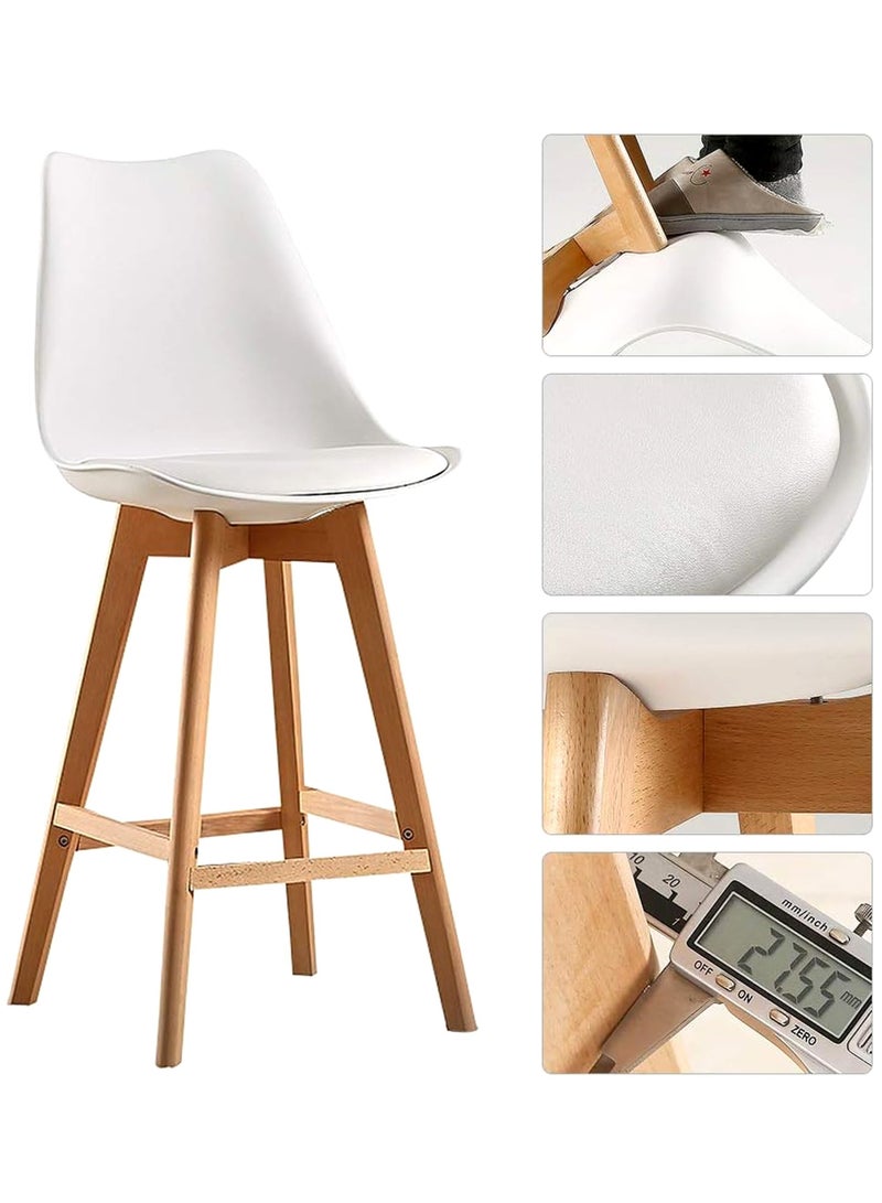 Modern Backrest High Chair Kitchen Counter Bar, Bar Chair with Solid Wood Legs - Image 1