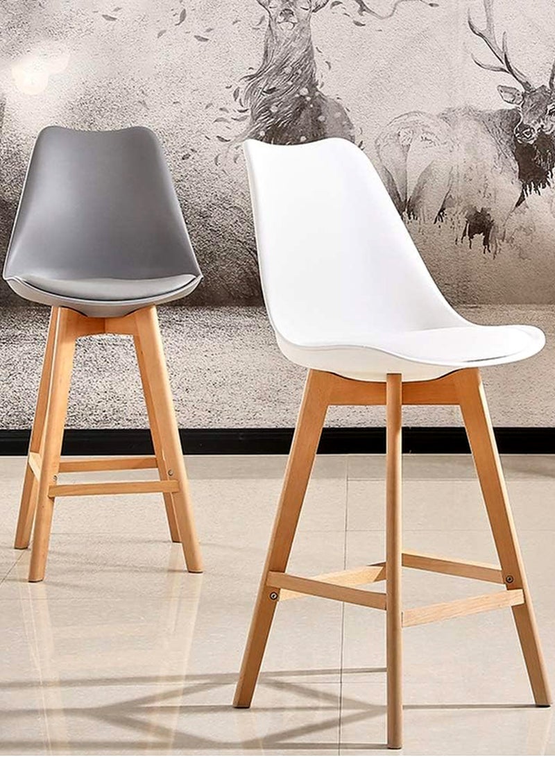 Modern Backrest High Chair Kitchen Counter Bar, Bar Chair with Solid Wood Legs - Image 3