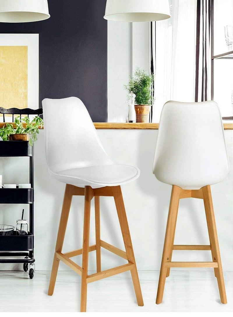Modern Backrest High Chair Kitchen Counter Bar, Bar Chair with Solid Wood Legs - Image 2