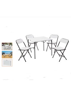 Extra Modern Design Folding Chairs and Table Set for Home, Office and Travel, Consisting of 4 Cups and a Table, White  - Image 3