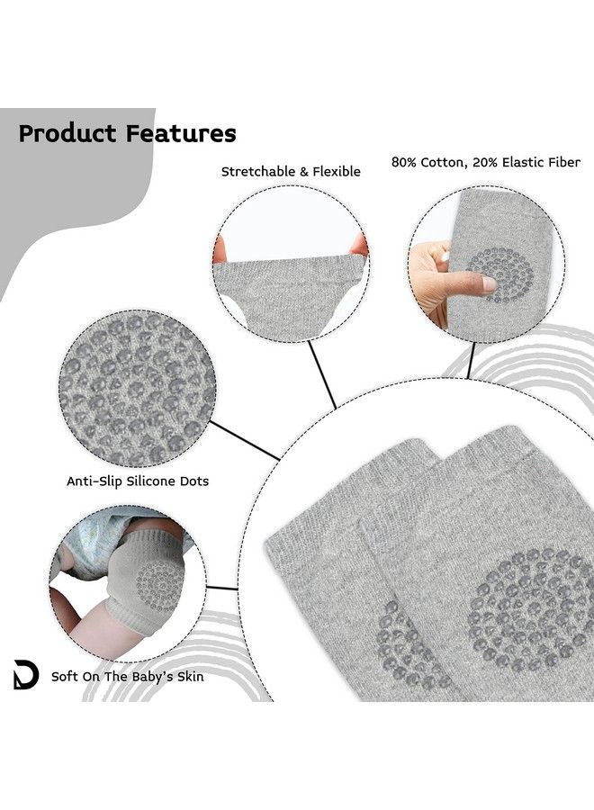 DaKos Baby Crawling Antislip Knee Pads Unisex Baby Toddlers Kneepads 1 Pair (Light Grey) - Image 3