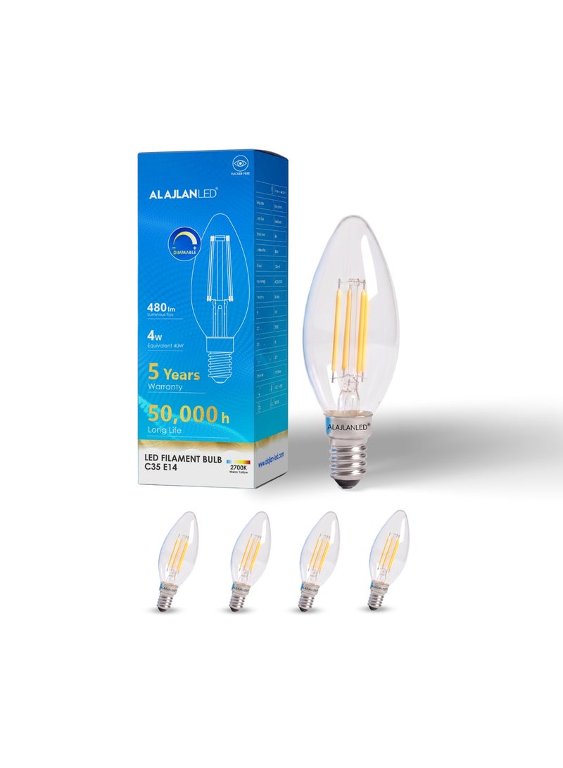 ALAJLAN LED LED Filament Bulb C35 - E14 - 4W - CRI 90 - 2700K - 4 Pieces - Image 1