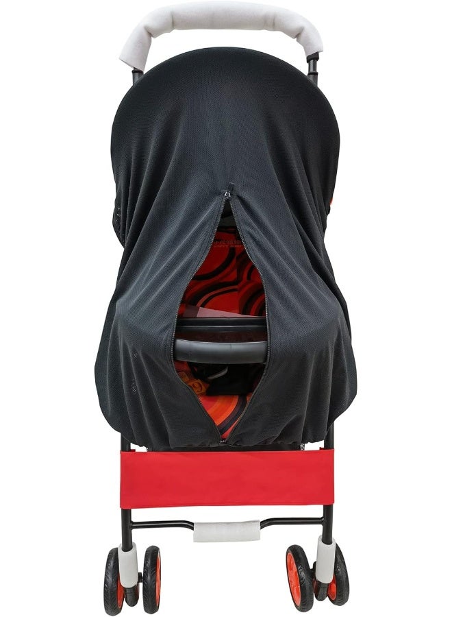 RESTCLOUD Sun Shade for Strollers, UV Sun and Sleep Shade Universal Fit for Baby Strollers, Blackout Stroller Cover, Breathable and Stops 99% of The Sun's Rays (UPF50+) Black - Image 1