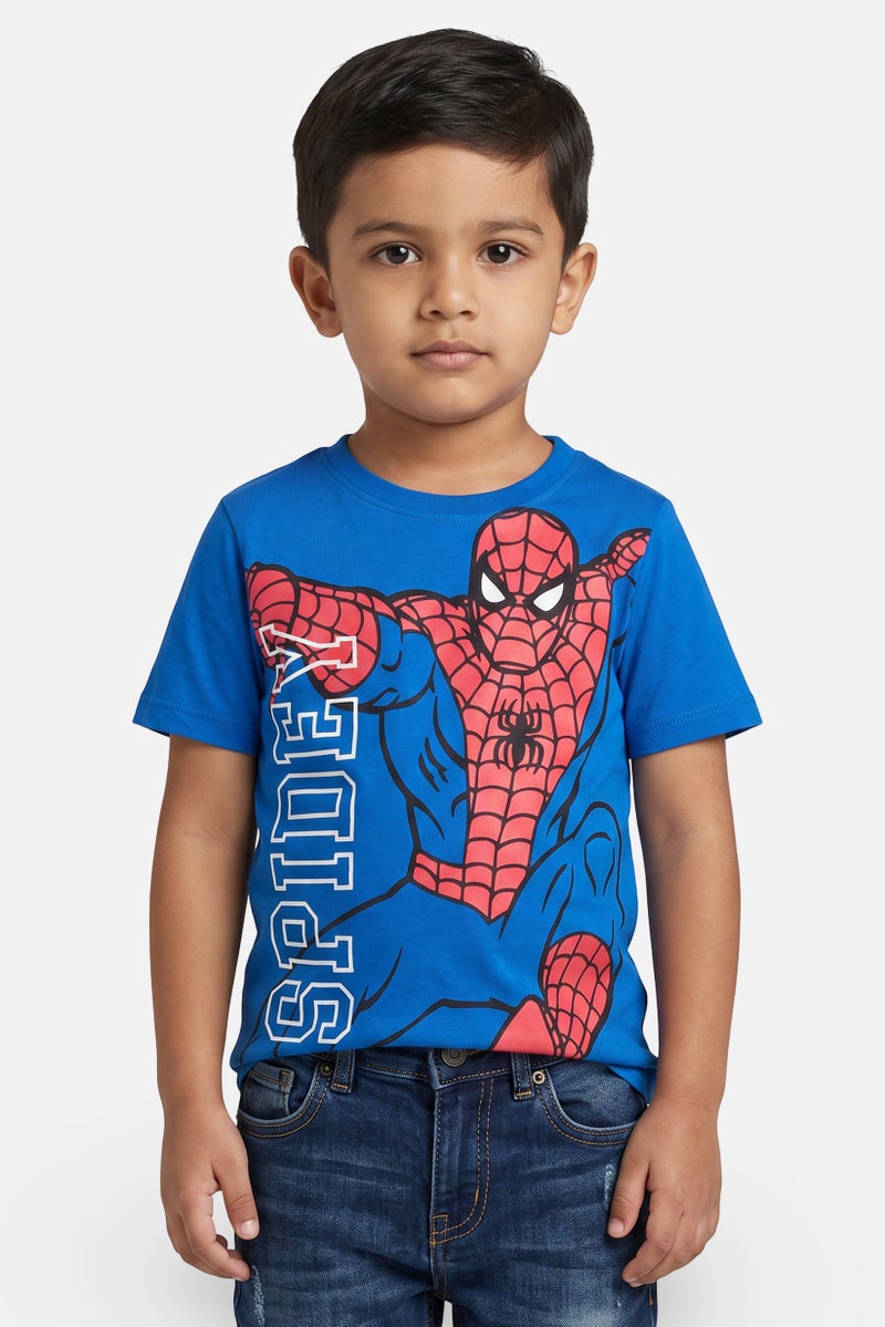 MARVEL Toddlers Boy Spidey Short Sleeve Top, Blue - Image 1