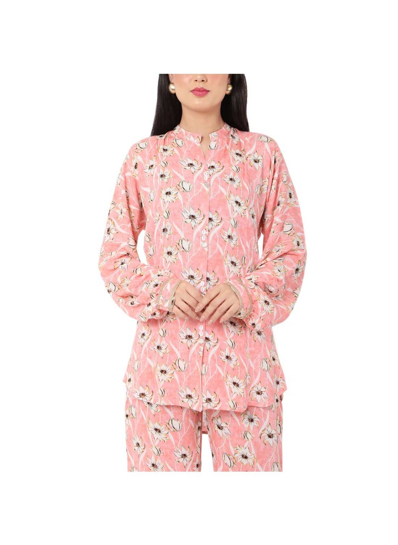 HANA & SARA FLORAL PRINTED VISCOSE CASUAL ELEGANT CO-ORD SET FOR WOMENS ARABIC KAFTAN JALABIYA  - Image 3