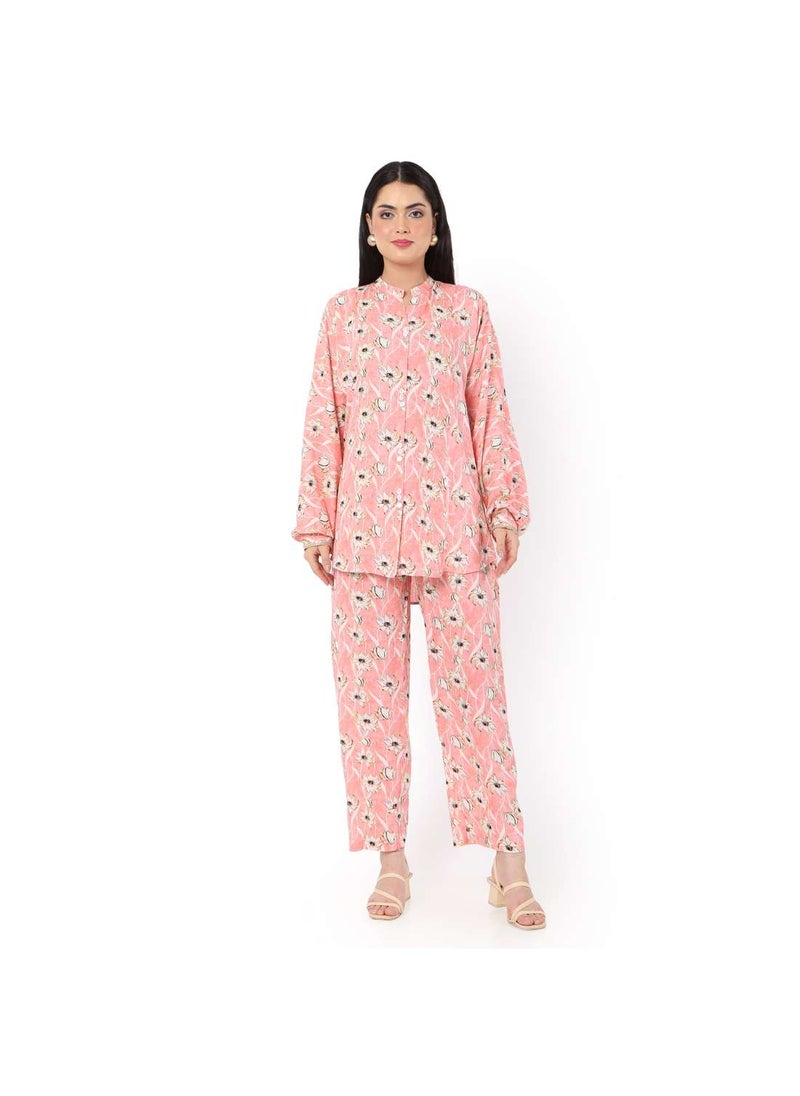 HANA & SARA FLORAL PRINTED VISCOSE CASUAL ELEGANT CO-ORD SET FOR WOMENS ARABIC KAFTAN JALABIYA  - Image 5