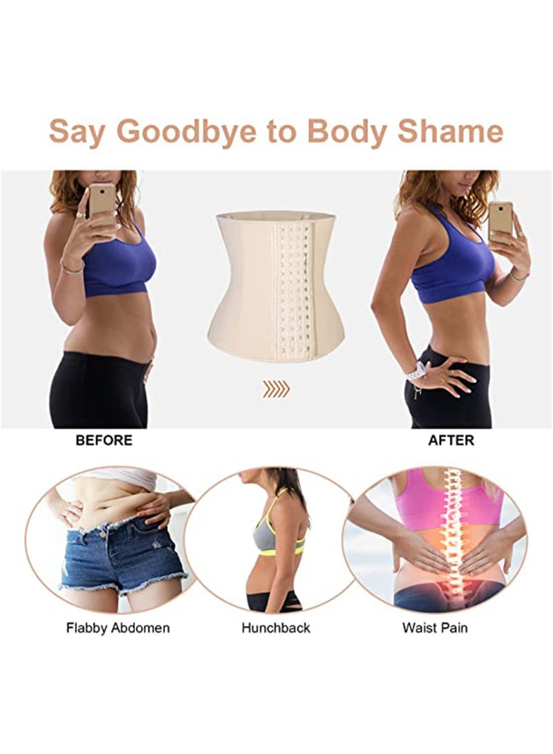 كابتن تيك Latex Waist Trainer for Women 4 Hooks Waist Cincher Corset Hourglass Body Shaper Girdle  M - Image 3