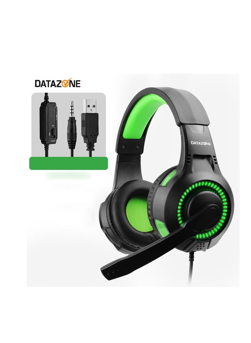 Datazone Gaming Headset with RGB Lighting and Noise-Isolating Microphone-Wired For PS5, PS4, laptops, Xbox and PC - Image 5
