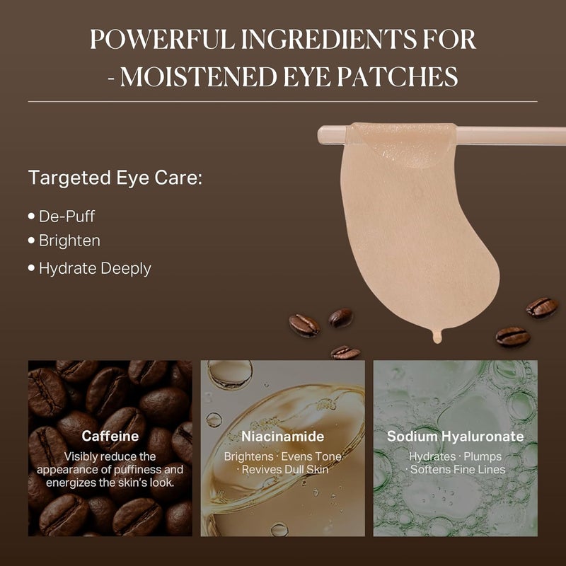 depology Caffeine Under Eye Patches FreezeDried Collagen Under Eye Mask Awakening Eye Patches for Puffy Eyes and Dark Circles Fine Lines 8 Pairs 2Step Hydrating Smoothing Reviving - Image 4