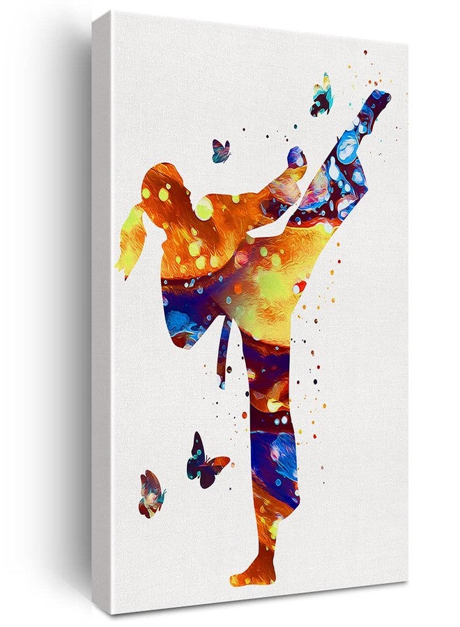 Nvhai Karate Girl Watercolor Wall Art Female Karate Canvas Painting Prints for Home Wall Decor Framed Artwork Doctor Gifts(12x15 Inch) - Image 1