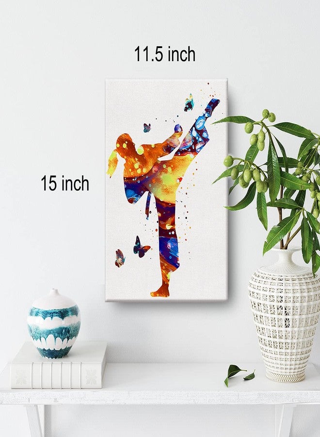 Nvhai Karate Girl Watercolor Wall Art Female Karate Canvas Painting Prints for Home Wall Decor Framed Artwork Doctor Gifts(12x15 Inch) - Image 2