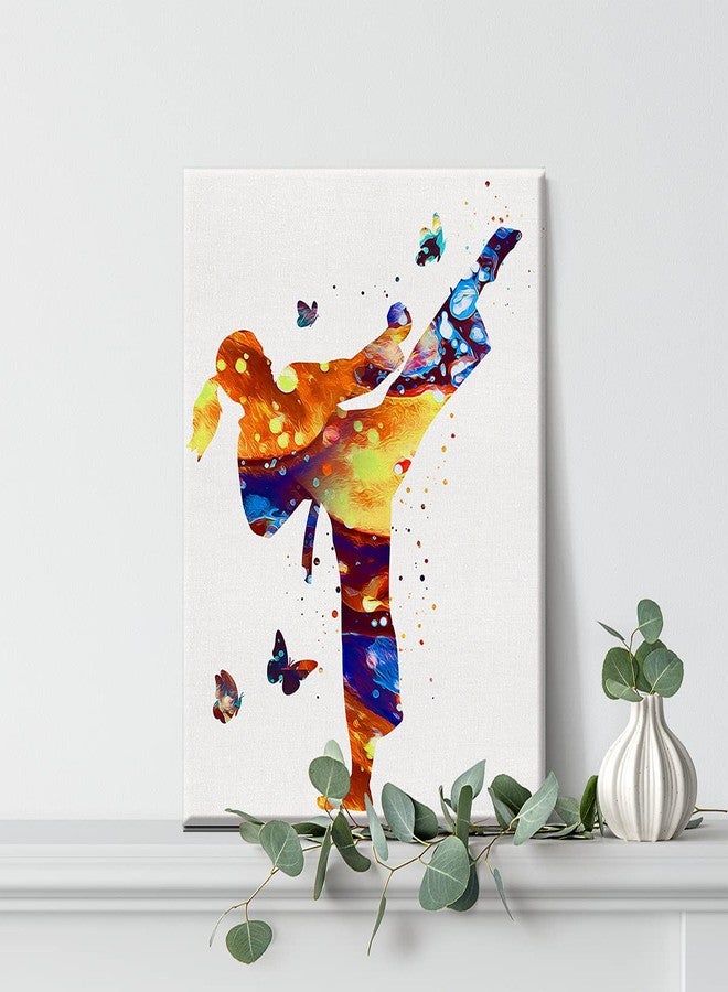 Nvhai Karate Girl Watercolor Wall Art Female Karate Canvas Painting Prints for Home Wall Decor Framed Artwork Doctor Gifts(12x15 Inch) - Image 5