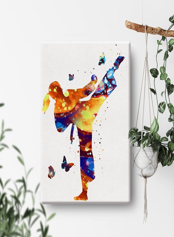 Nvhai Karate Girl Watercolor Wall Art Female Karate Canvas Painting Prints for Home Wall Decor Framed Artwork Doctor Gifts(12x15 Inch) - Image 4
