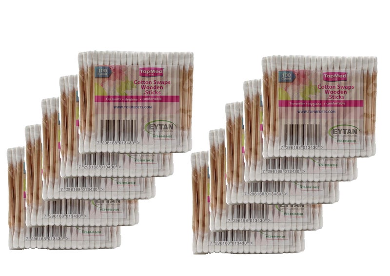 TOPMED ETS Cotton Swaps Wooden Sticks, 1000 Count (10 Packs) 100% Cotton Cotton Sticks - Image 4