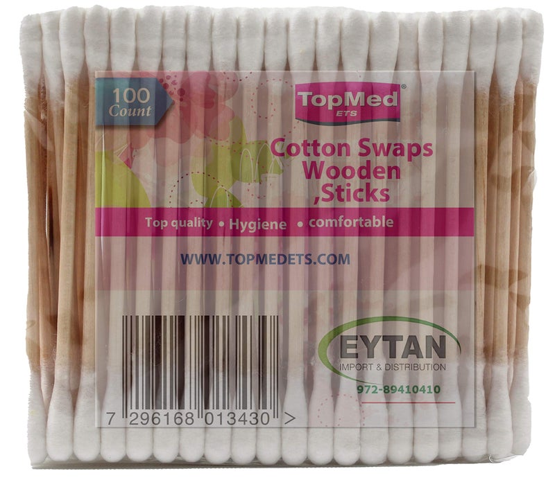 TOPMED ETS Cotton Swaps Wooden Sticks, 1000 Count (10 Packs) 100% Cotton Cotton Sticks - Image 2