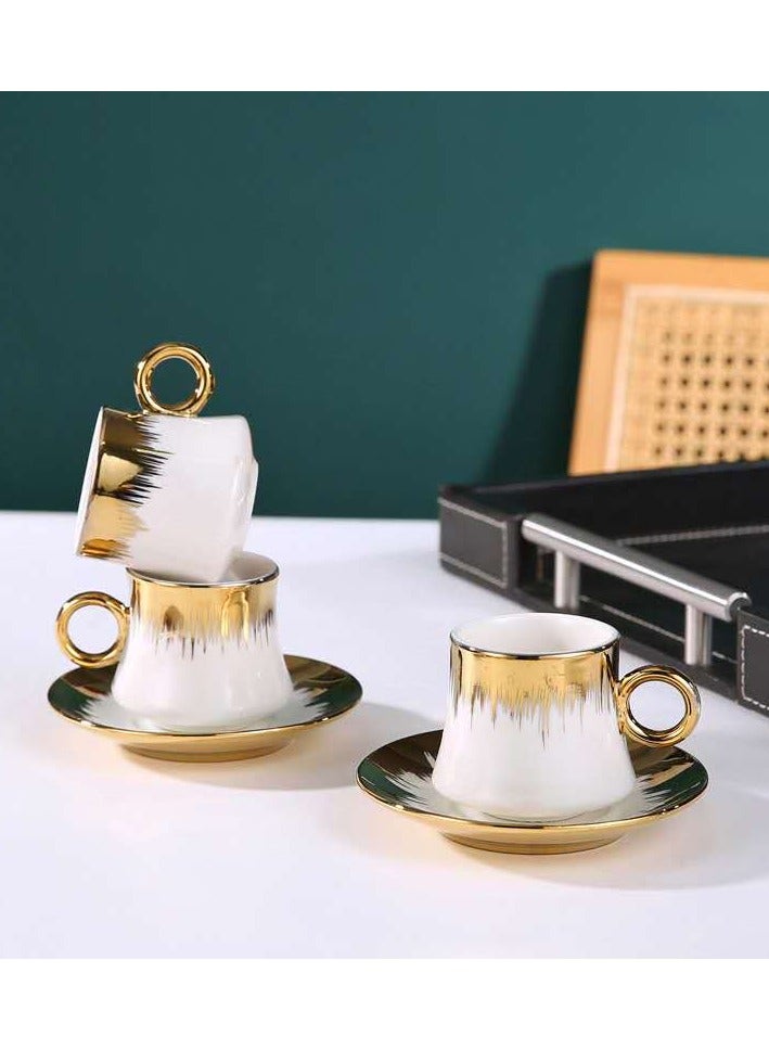 Ceramic electroplated gold rim coffee cup set coffee cup-6 cups 6 butterflies  - Image 3