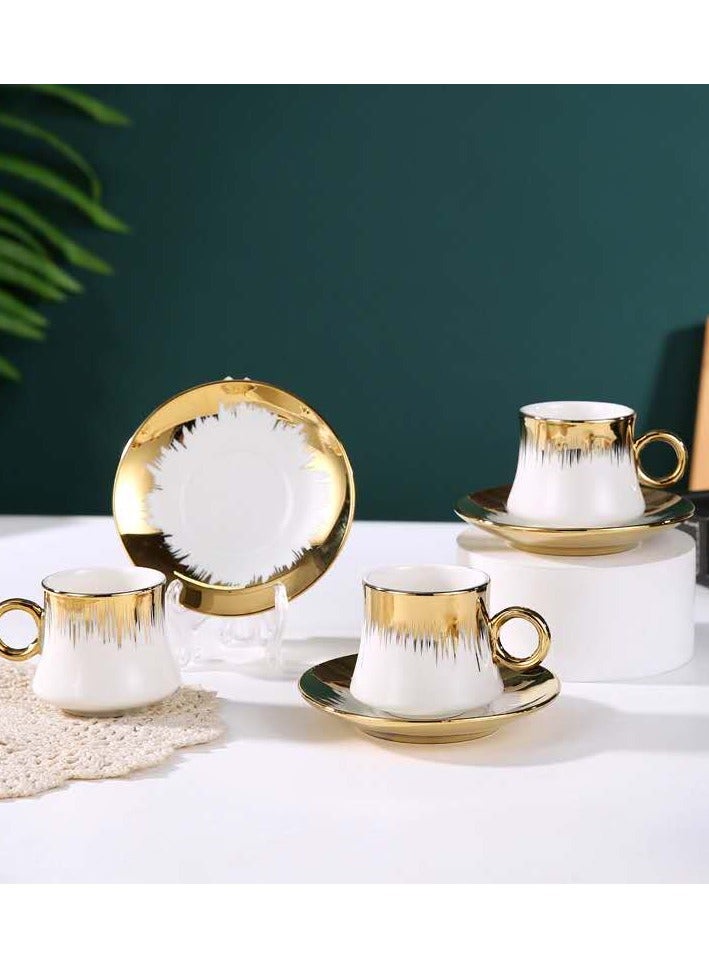 Ceramic electroplated gold rim coffee cup set coffee cup-6 cups 6 butterflies  - Image 4