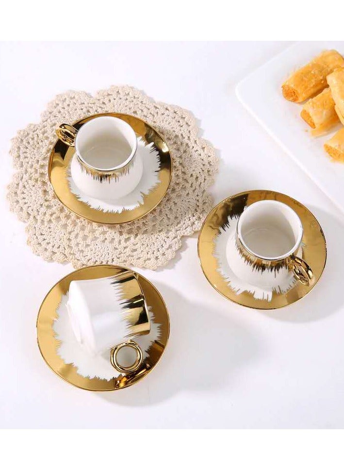 Ceramic electroplated gold rim coffee cup set coffee cup-6 cups 6 butterflies  - Image 5