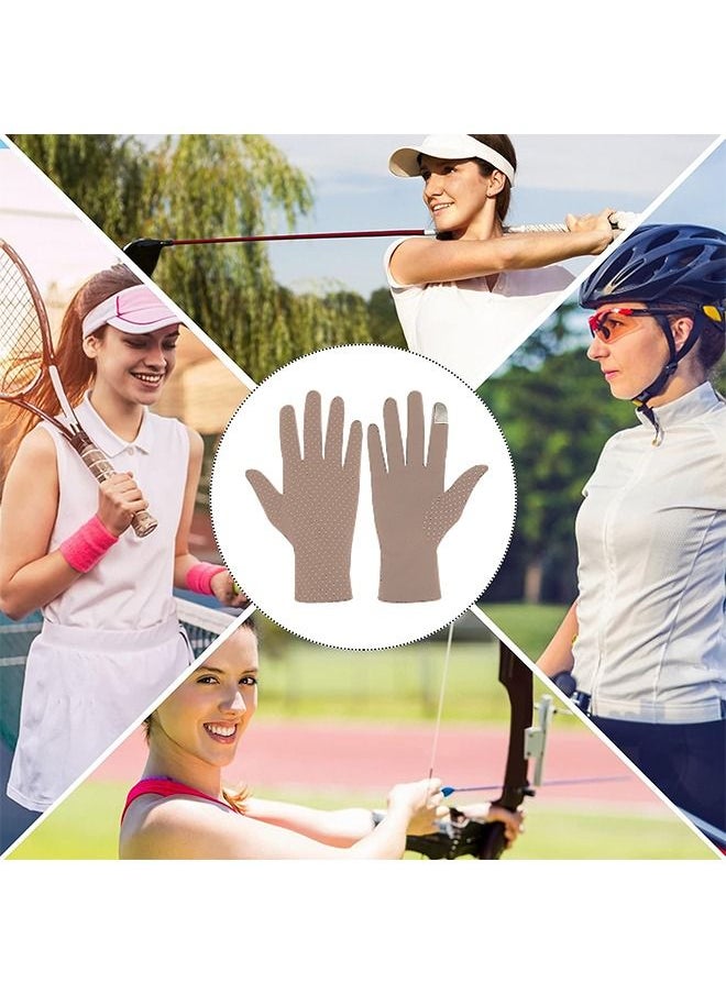 Arabest 3 Pairs Women Sun Protective Gloves Driving Gloves Women UV Protection Sun Protection Gloves Touchscreen Gloves for Summer Driving Riding (Khaki, Purple, Light Pink)  - Image 3