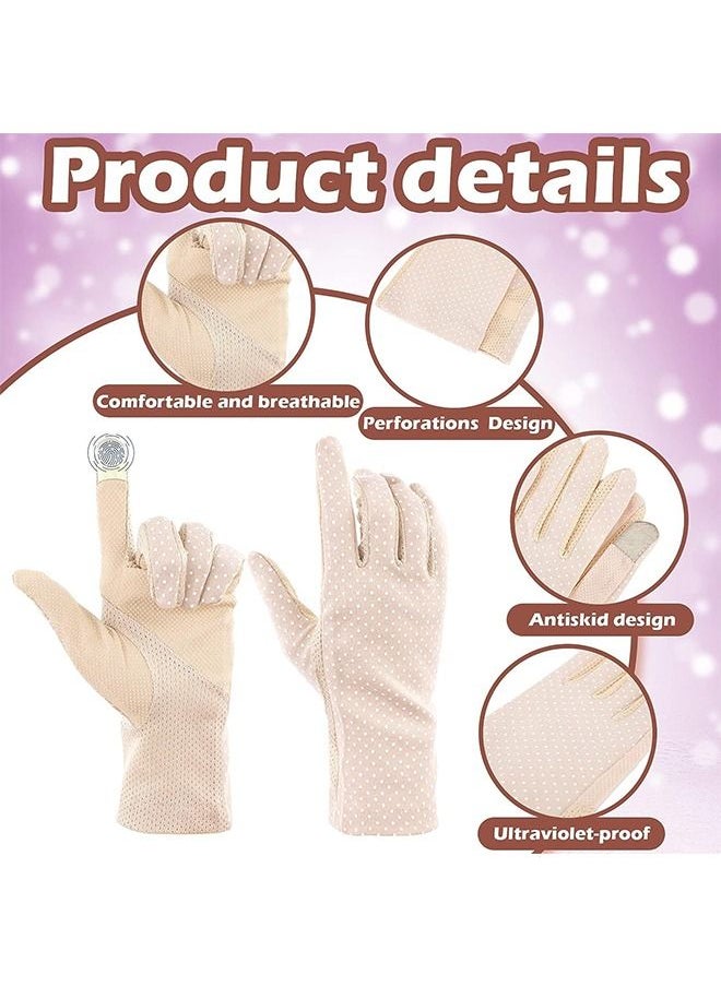 Arabest 3 Pairs Women Sun Protective Gloves Driving Gloves Women UV Protection Sun Protection Gloves Touchscreen Gloves for Summer Driving Riding (Khaki, Purple, Light Pink)  - Image 4