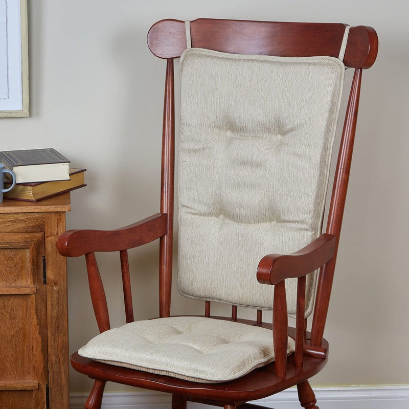 Klear Vu Embrace Rocking Chair Cushions for Living Room, Nursery, or Home Office, Tufted and Non-Slip Pads, 2 Piece Set, Seat 16"x15" and Seat Back 24"x17", Natural - Image 5