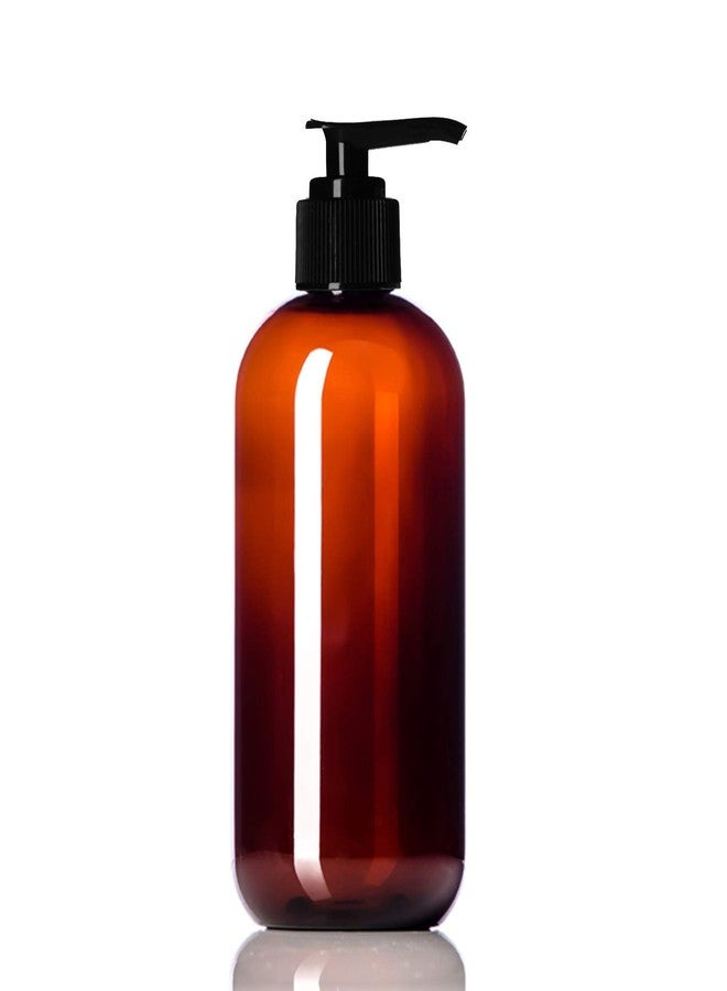 Aromine 8oz Plastic Amber Bottles (6 Pack) BPA-Free Squeeze Containers with Pump Cap, Labels Included - Image 2