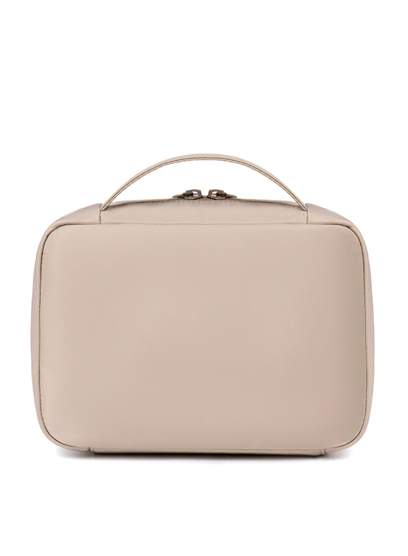 Chantria Khaki Premium Lightweight Carry All Cosmetic Bag for Women Water Resistant Multifunctional Clutch Bag with Multiple Pockets and 180° Degree Opening, CB00793-Khaki  | Best Price UAE