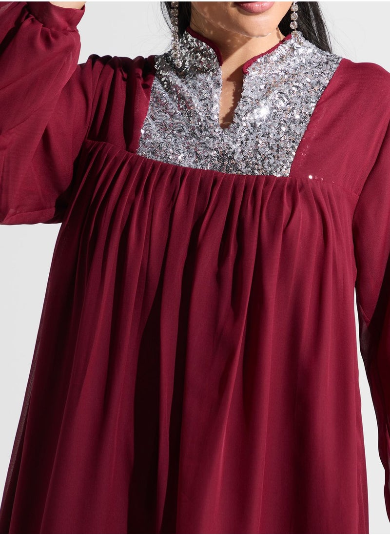Golden Apple - High Neck Pleated Dress - Image 1